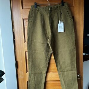 Able Green linen relaxed fit pants